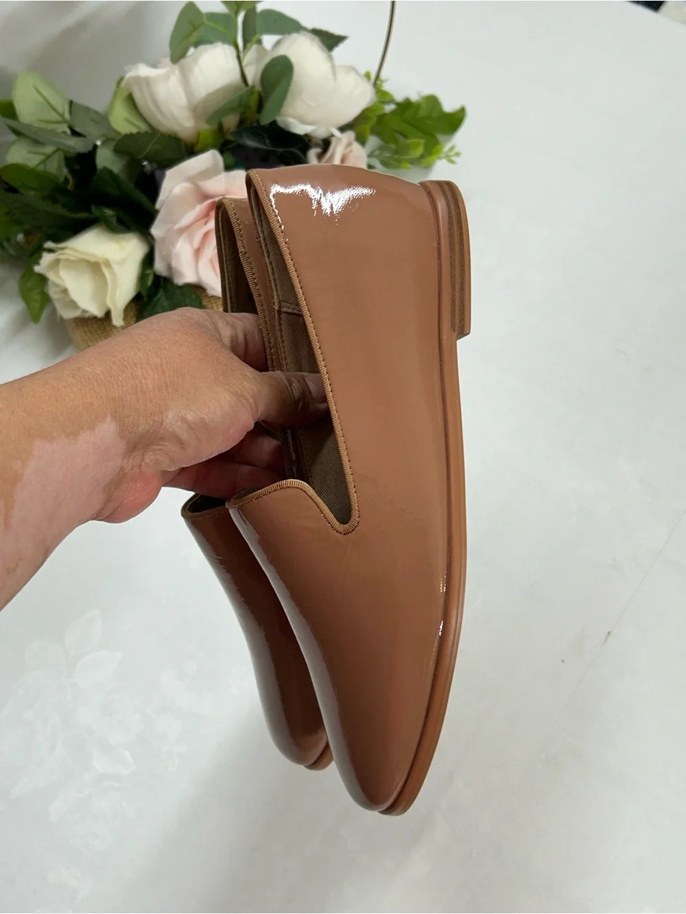 Naturalizer Patent Loafers in Taupe Patent